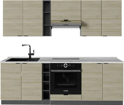 Immagine prodotto di Cucina componibile Vicco Fame-Line Pannello in rovere/antracite 235 cm , PL Marmo, Model 51514