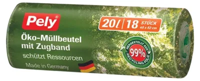 Produktbild von Pely Öko-Müllbeutel mit Zugband 20ltr. (18 St)