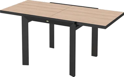 Produktbild von Gartentisch Ausziehbarer Aluminium 80/160x80 cm Wetterfest Balkontisch für 6 Personen Naturholz