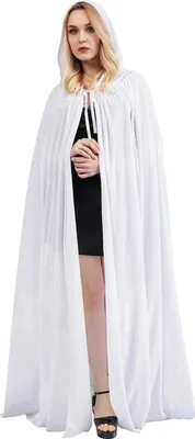 Produktbild von Halloween Umhang mit Kapuze, Samtstoff, Uni, Vampir Kostüm - Weiß XXL