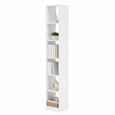 Produktbild von 6-stöckiges Bücherregal Würfelregal, 24 x 30 x 183 cm Weiß | Aufbewahrungsregal, Präsentationsregal, offenes Regal, für Wohnzimmer Home Office