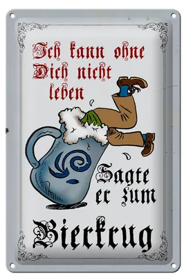 Produktbild von Blechschild Bier 20x30cm kann nicht ohne dich nicht leben