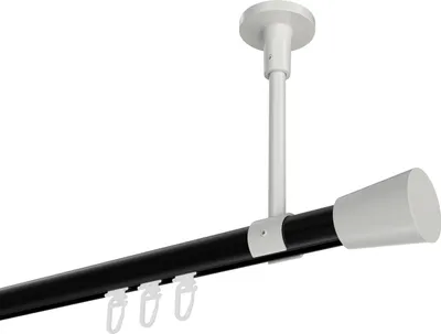 Produktbild von Interdeco Innenlaufstange / Gardinenstange mit Innenlauf Schwarz / Weiß, Typ Sonette Sitra (Konus) Deckenmontage, 20 mm Ø 1-läufig, 480 cm