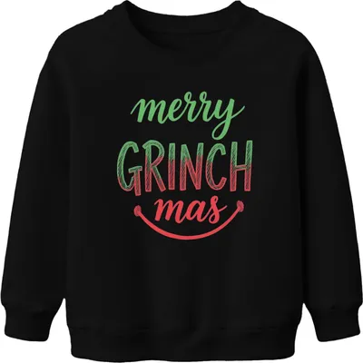 Produktbild von merry GRINCH mas Weihnachten Lustig Grinch Geschenk Familie Spaß Uni Kinder Sweatshirt Pullover, Schwarz, 152