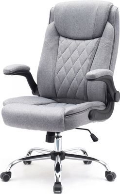 SUPERKANCL kancelářské křeslo COMFORTABLE, látkové křeslo do 130 kg, odklopné područky, šedé