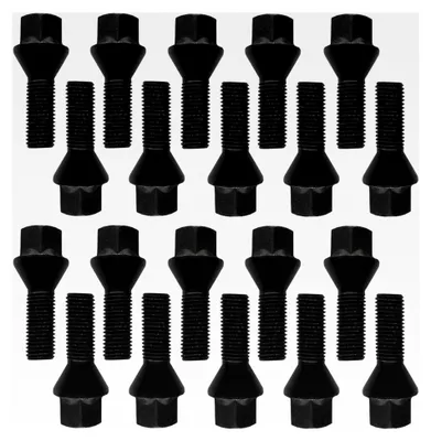Produktbild von 20 schwarze Radschrauben M14x1,25 33mm Kegelbund