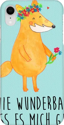 Produktbild von Mr. & Mrs. Panda Iphone XR Handyhülle Fuchs Blumen - Türkis Pastell - Geschenk, Mich, Ich, Premium Kunststoff, Boho, Blumenliebe, Handy Case
