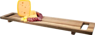 Produktbild von 1.04 Servierbrett aus Akazienholz - ca. 60 x 12,8 cm - Holz Brett mit 2 Griffen