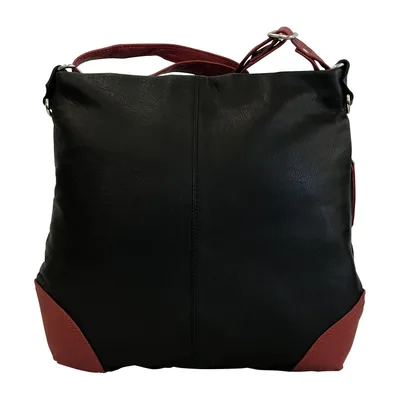 Produktbild von C1183 Cinino Crossbody Bag Ledertasche Umhängetasche Damentasche Schwarz/Rot