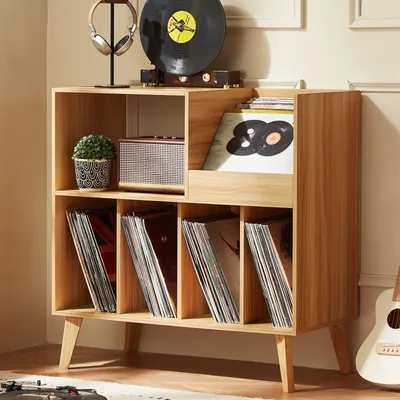 Obrázok produktu pre Retro stojan na gramofón z dreva pre vinylové platne