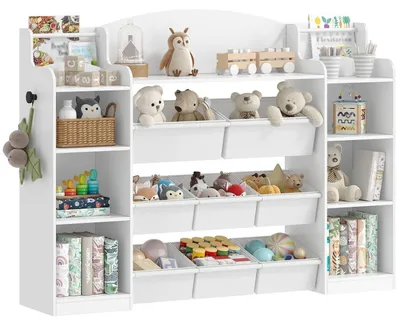 Immagine prodotto di Scaffale per giocattoli e libri per bambini, con 8 scomparti, dimensioni 140x104x30 cm, colore bianco