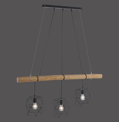 Immagine prodotto di Lampada a sospensione, fascio naturale, griglia nera, L 120 cm, EDGAR