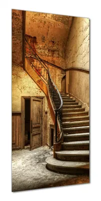 Produktbild von Wallario selbstklebende Duschrückwand 80 x 200 cm mit Motiv Rustikale Holztreppe - Wandverkleidung mit Hochglanzlaminat in Glasoptik