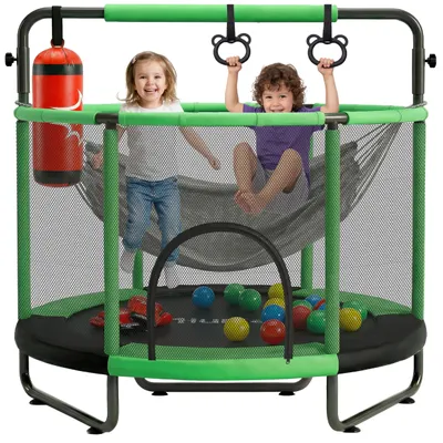 Produktbild von Kindertrampolin mit Sicherheitsnetz und Zubehör