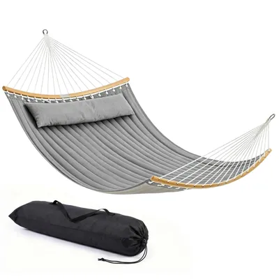Produktbild von Sekey Hängematte Doppelhängematte Wattiert mit Kissen bis 200 kg belastbar für 2 Personen XXL Hängesessel für Garten Balkon Camping Outdoor Stabil