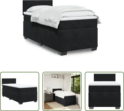 Produktbild von The Living Store Boxspringbett mit Matratze Schwarz 90x190 cm Samt