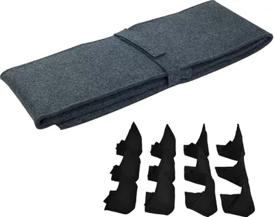 Produktbild von Bierbankauflage + Bodenschoner für Bierzeltgarnitur 220cm x 25cm (1 Stk.) + 12 Bodenschoner Auflage: Grau-Grau | Schoner: Schwarz