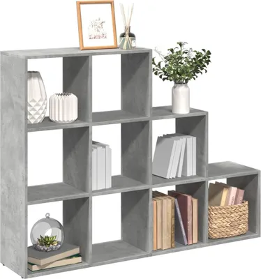 Produktbild von "2026 Promotion" Raumteiler-Bücherregal - Standregal - Aktenregal - 3 Stufen Betongrau 137,5x29x103,5 cm - - Wohnzimmerschrank CC31896