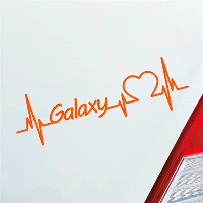 Produktbild von Auto Aufkleber Galaxy Weltall Galaxis Herz Puls Auto Car Liebe Love 19x6 cm Orange Sticker Heckscheibenaufkleber