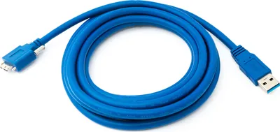 Produktbild von SYSTEM-S USB 3.0 Kabel 3 m Micro B Stecker zu Typ A Stecker Schraube in Blau