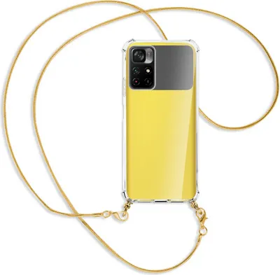 Produktbild von Handykette Backcover-Schutzhülle mit Band (Metall goldfarben) für Xiaomi Redmi Note 11 - goldfarbene Kette Snake