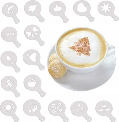 Produktbild von Schablonen Für Die Dekoration Kaffee Kuchen Desserts 16Pcs Latte Cappuccino