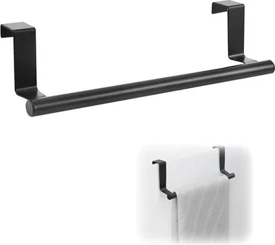 Obrázek produktu pro Držák na utěrky do kuchyně, černý, délka 24 cm, bez vrtání