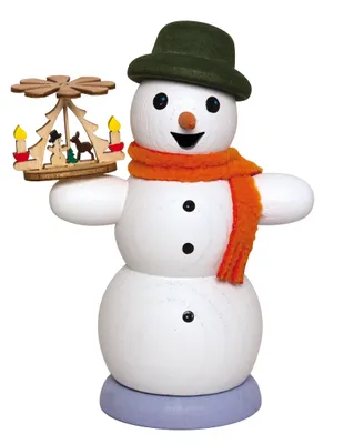 Produktbild von Drechslerei Kuhnert Räucherfigur - Schneemann mit Pyramide - ca.13 cm - für Räucherkerzen der Größe M (Standard) - 35037