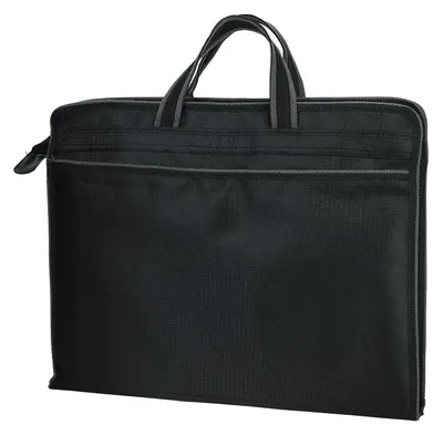 Zdjęcie produktu dla Torba dokumentów biznesowych A4 z uchwytem i zamkiem błyskawicznym, czarna, 31x39x8 cm