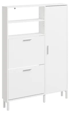 SoBuy Schuhschrank FSR230-W weiß mit Schuhkipper und offenen Regalen, Seitenansicht