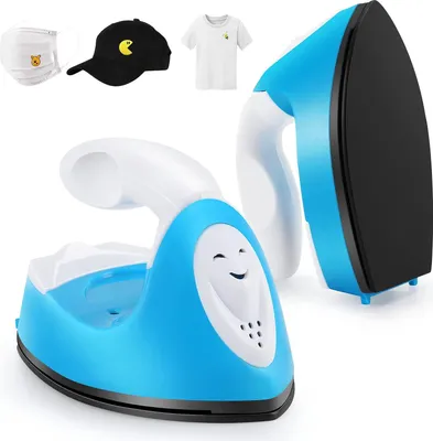 Produktbild von Mini-Bastelbügeleisen, Mini-Hitzepresse, Mini-Bügeleisen, tragbar, handliche Hitzepresse, kleines Bügeleisen mit Ladestation, Zubehör für Bügelperlen, Patches, DIY-Schuhe,blue