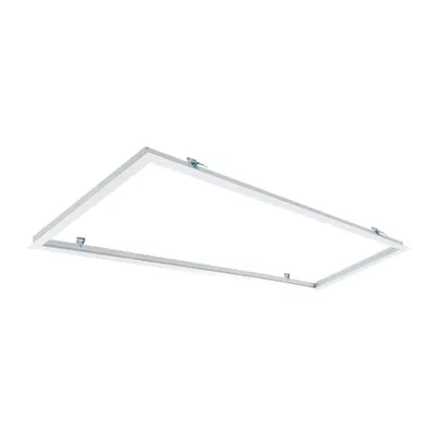 A white rectangular frame for an LED panel, shown from a slightly elevated angle against a white background.