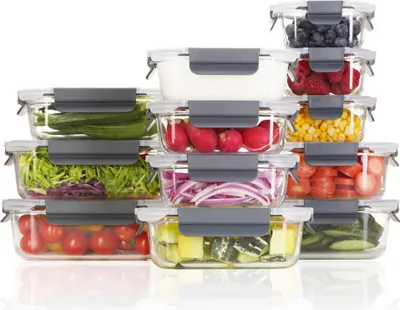 Produktbild von Meisterhome® Frischhaltedosen Glas - Ofenschalen Set – Mit Deckel - Aufbewahrungsbox - Ofen – Meal Prep Behälter - 12-teiliges Set - Luftdicht - Frischhaltedose aus Glas - BPA-frei  Spülmaschinen-, Mikrowellen-, und Gefriergeeignet