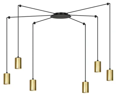 Obrázok produktu pre Závesná lampa Traker z matnej čiernej ocele a zlata