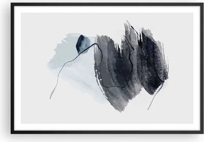 Produktbild von Gerahmtes Poster - Schwarzer Rahmen - Blau Grau Aquarell - 91,5x61 cm - Wand Bild - Wanddeko - Wandbilder - Kunstposter - Wandposter - Bilderrahmen - Bilder - Kunstdruck - P2BAA91x61-4975