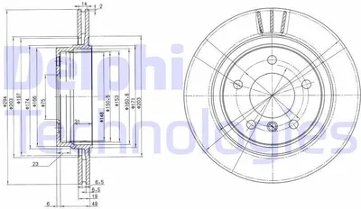 Immagine prodotto di 2x disco freno DELPHI BG3530C per BMW 3 Sedan (E46) 3 Touring (E46) 59 5mm