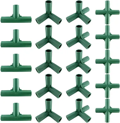 Imagen del producto de Juego de conectores para esquinas de invernadero, 20 unidades, 4 tipos, 11 mm, plástico, para estructuras de jardín