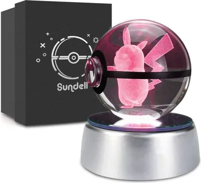 Produktbild von Pokémon Nachtlichter, 80mm Pikachu Laser Gravur Kristall Ball,Weihnachts Geschenke für Kinder,Geschenkideen für Geburtstag