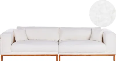 Produktbild von BELIANI Sofa cremeweiß Bouclé 4-Sitzer mit Eukalyptusholz Beinen Modernes Design Gepolstert Gemütlich Couch für Wohnzimmer Möbel