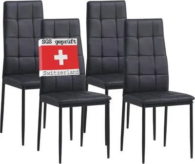 Productafbeelding van Eetkamerstoelen, set van 4 - Zwart - Modern en comfortabel