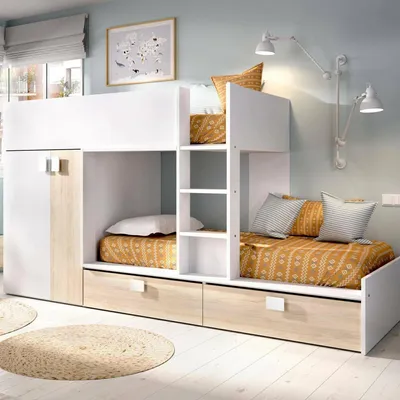 Productafbeelding van Acerola - Slaapkamer Combinatie, 275x108x150h cm Wit, 2 Laden
