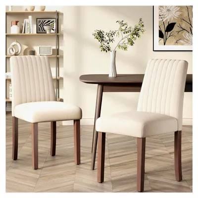 Produktbild von Esszimmerstühle 2er Set, Gepolsterte Stühle mit Rückenlehne für Esszimmer, Küche, Restaurant, Beige