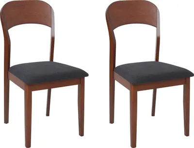 Produktbild von BELIANI Esszimmerstuhl 2er Set Dunkelbraun u. Schwarz Gummibaumholz mit Sitzpolster Hohe Rückenlehne ohne Armlehnen Klassisch Holzstuhl Küchenstuhl