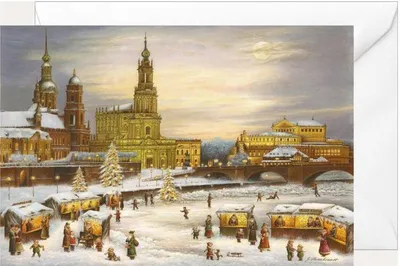 Immagine prodotto di Biglietto di Natale pieghevole con la Chiesa del Palazzo di Dresda e busta, 11,5x17 cm