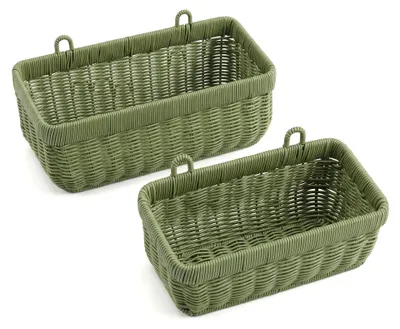 Produktbild von Set von 2 Hängenden Rattan-Wandkörben für Aufbewahrung und Organisation