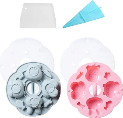 Image de moules à chocolat pour animaux en 2 parties Avec couvercle, petit cochon, grenouille, lapin, moule à animaux, glaçons, chocolat, gelée, moules à pudding en silicone