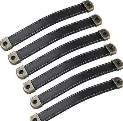 Obrázek produktu pro Sada 6 ko?enych ¨²chytek, vintage ko?en¨¦ ¨²chytky na n¨¢bytek ¨C ¨²chytky na sk?¨ª¨¾ky, ko?en¨¦ ¨²chytky, ¨²chytka na kuchy¨¾sky n¨¢bytek, ?ern¨¢, rozte? st?ed? 160 mm, ?ern¨¢, rozte? otvor? 160 mm