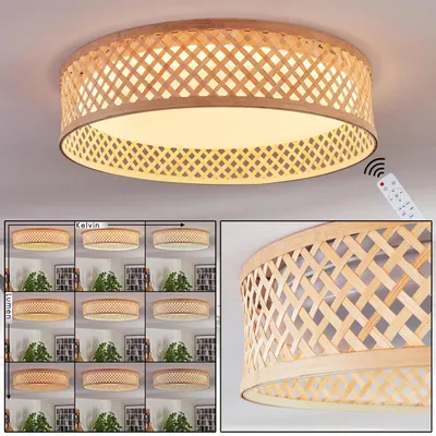 Produktbild von Barcellona Deckenlampe im Boho-Design aus Metall/Bambus/Kunststoff in Weiß/Natur