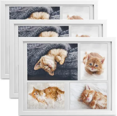 Produktbild von Bomoe 3x Bilderrahmen 10x15 cm & 15x21 cm, für 4 Fotos, Weiß