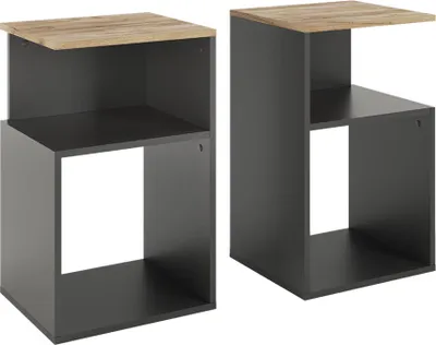 Immagine prodotto di Comodino Vicco Elios Antracite/Rovere dorato Set di 2, Model 56384
